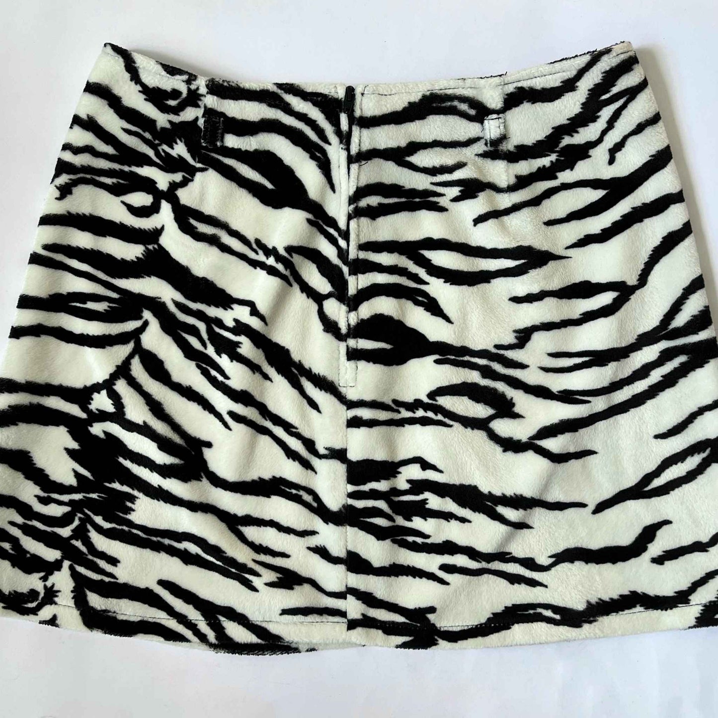 1990's Zebra Print Mini Fuzzy Skirt