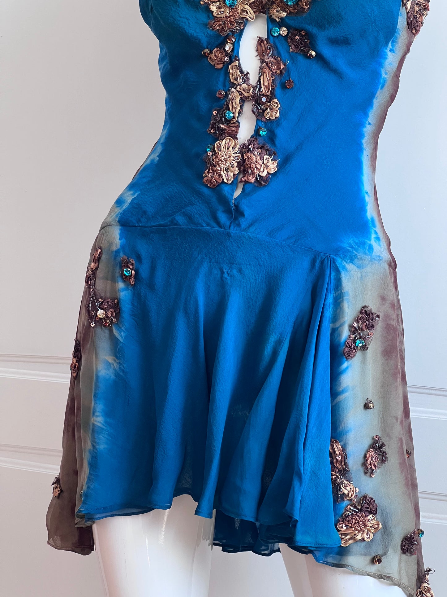 100% Silk Luxurious Designer Beaded Mini Dress