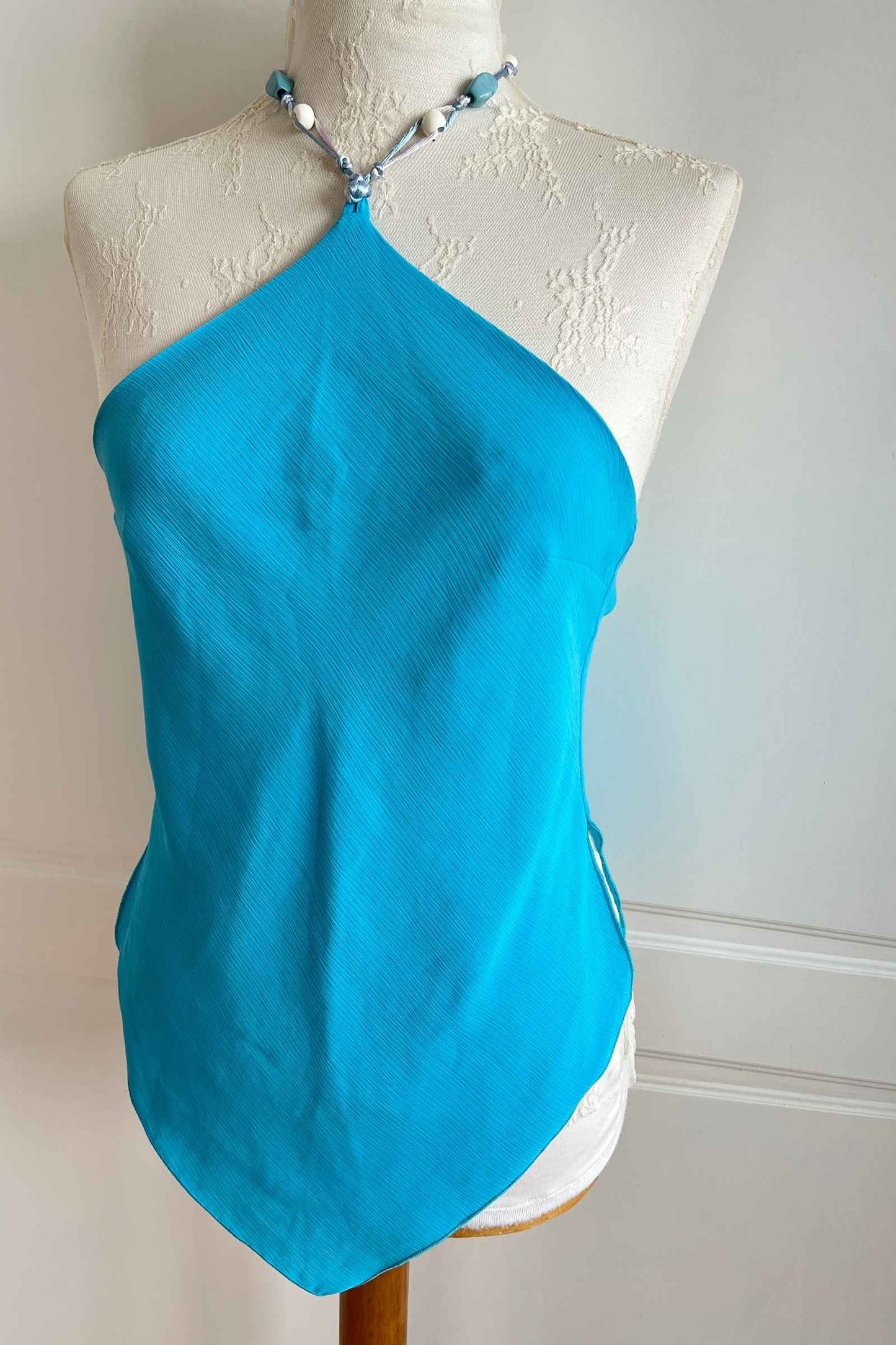 2000's Blue Backless Top