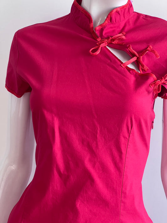 Vintage Red Qipao Inspired Mini Dress