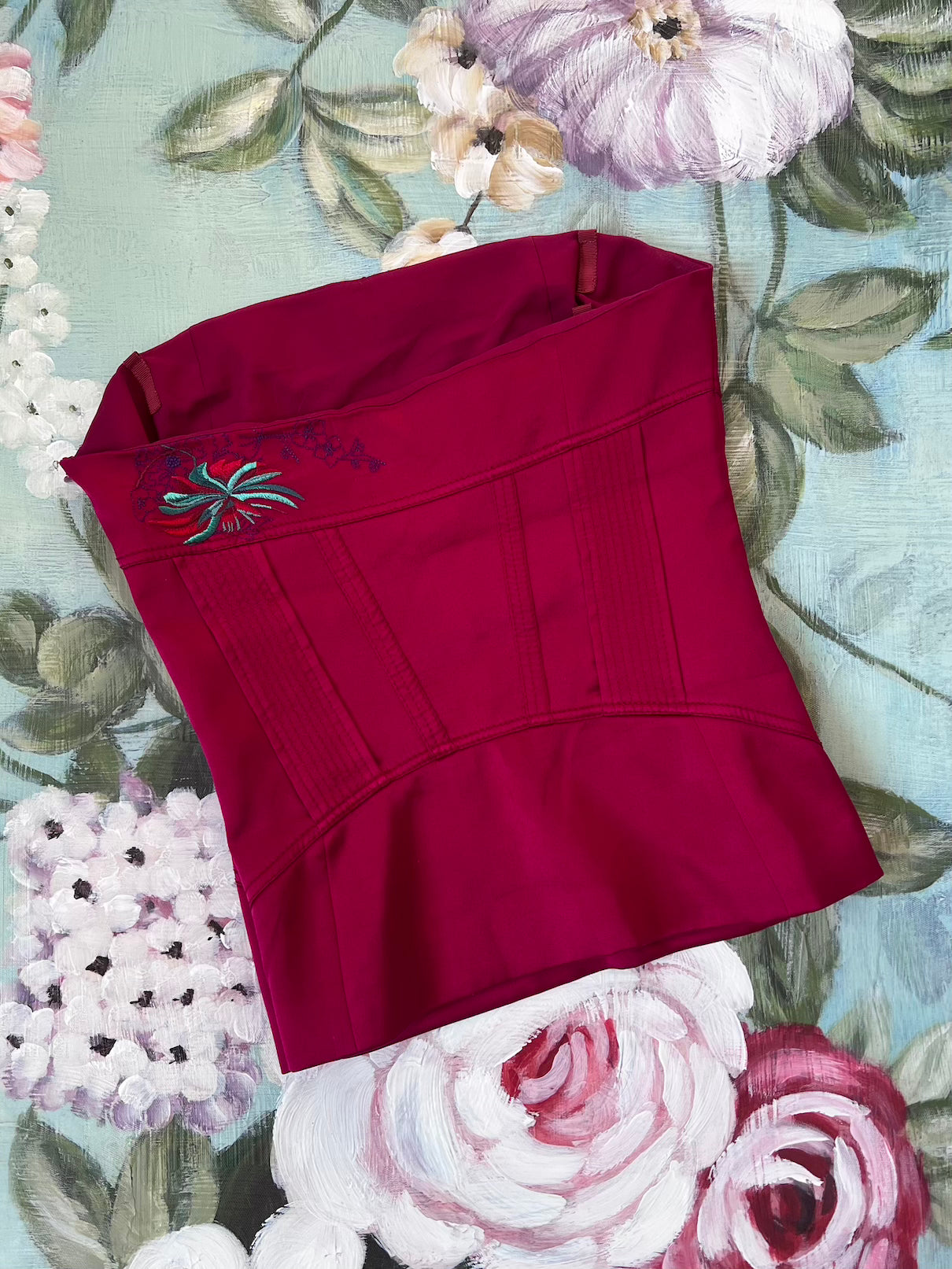Luxurious & Rare Red Silk Corset Bodice