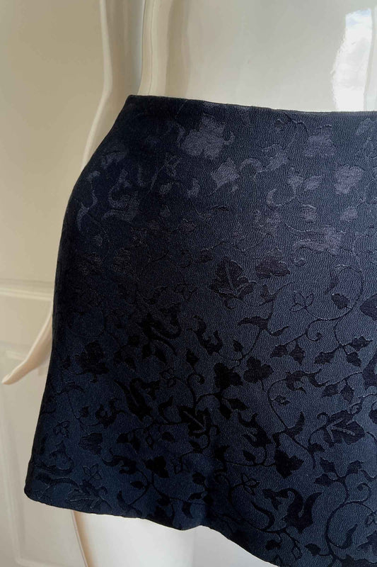 Vintage Black Floral Mini Skirt