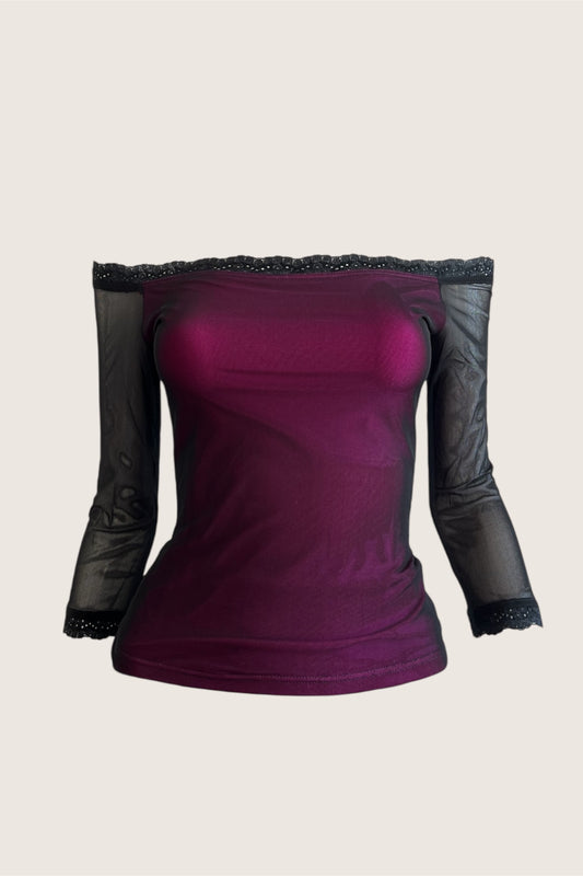 1990's Overlay Off-Shoulder Top