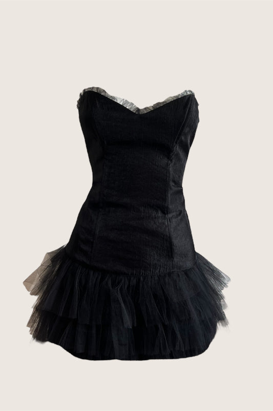 Vintage Black Swan Mini Dress