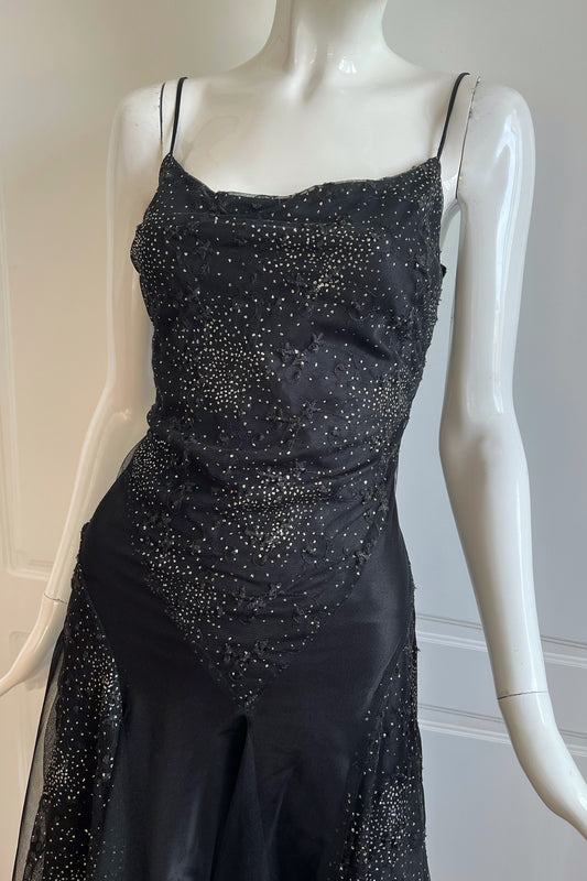 Black Asymmetrical Open Back Dress