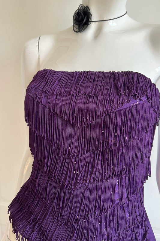 Purple Tassel Lace-Up Corset