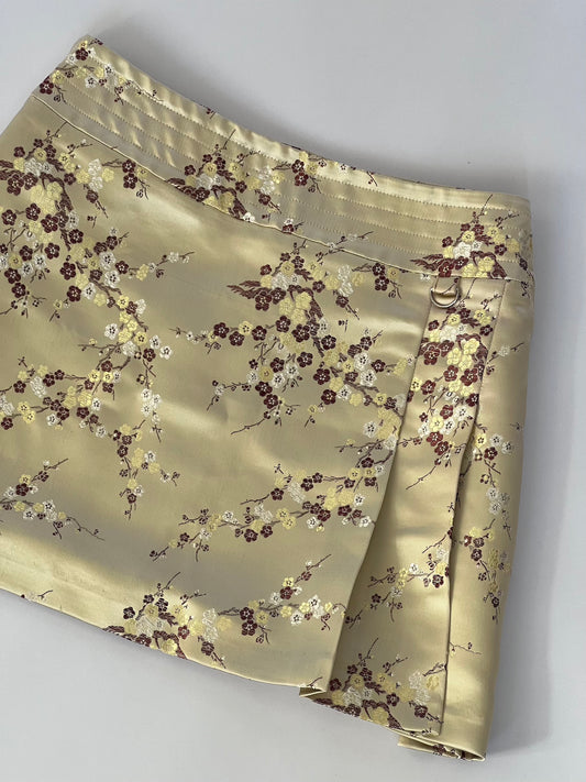 Vintage Gold Jacquard Sakura Mini Skirt
