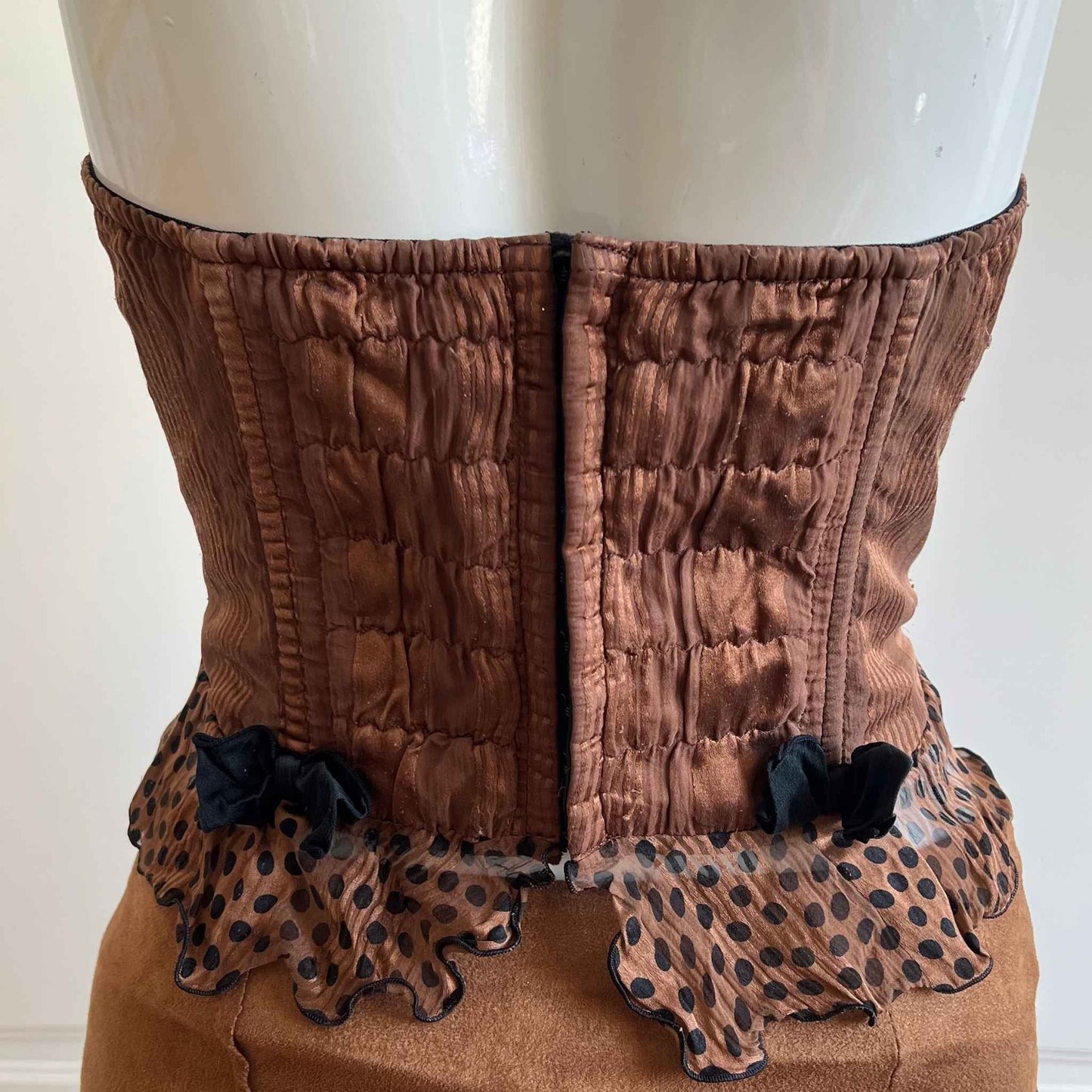 Vintage Parisian Chocolate Brown Silk Bustier