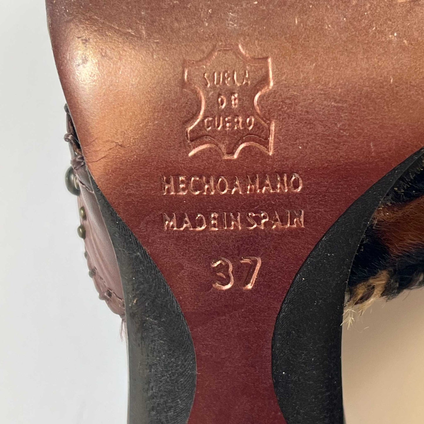 El Dantes Vintage Brown Leather Mule Heels (EU 36-37)