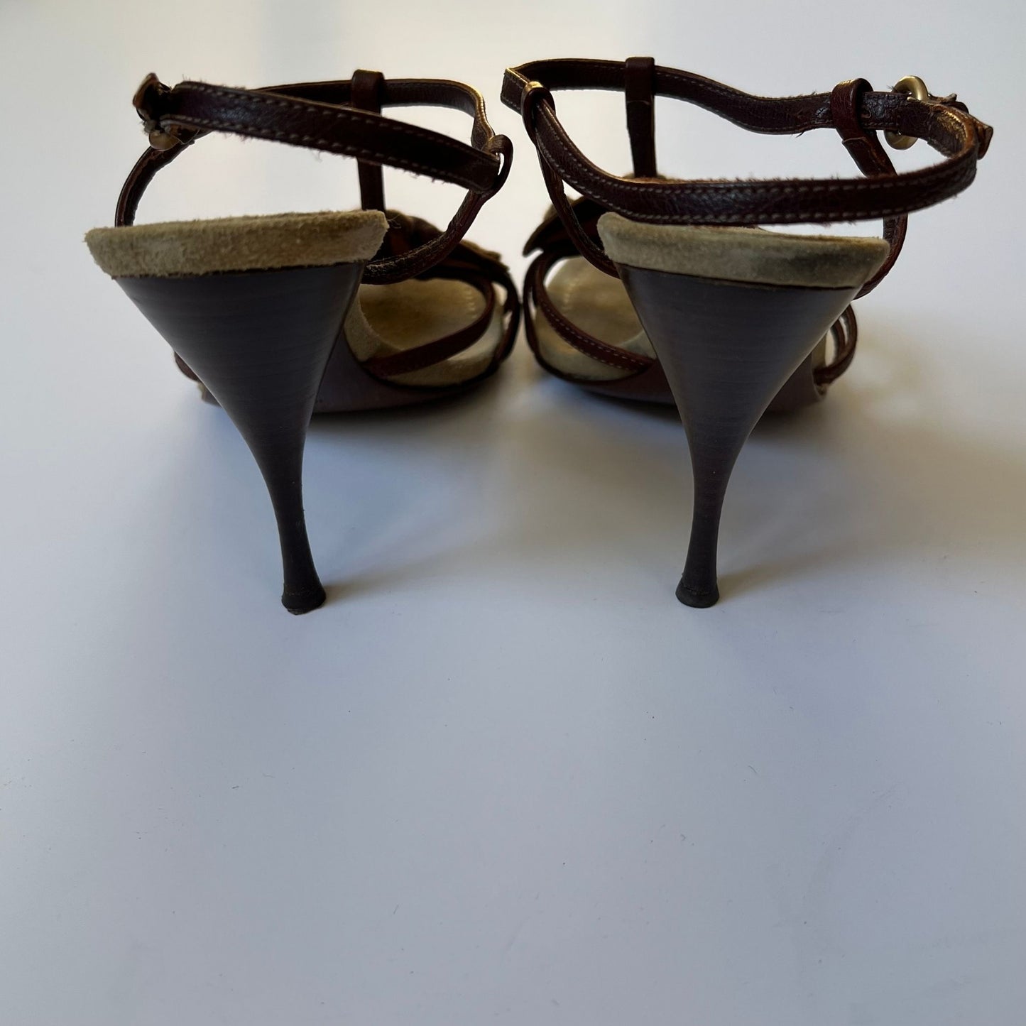 Miu Miu Vintage Brown Suede Leather Flower Sandal Heels (EU 39)