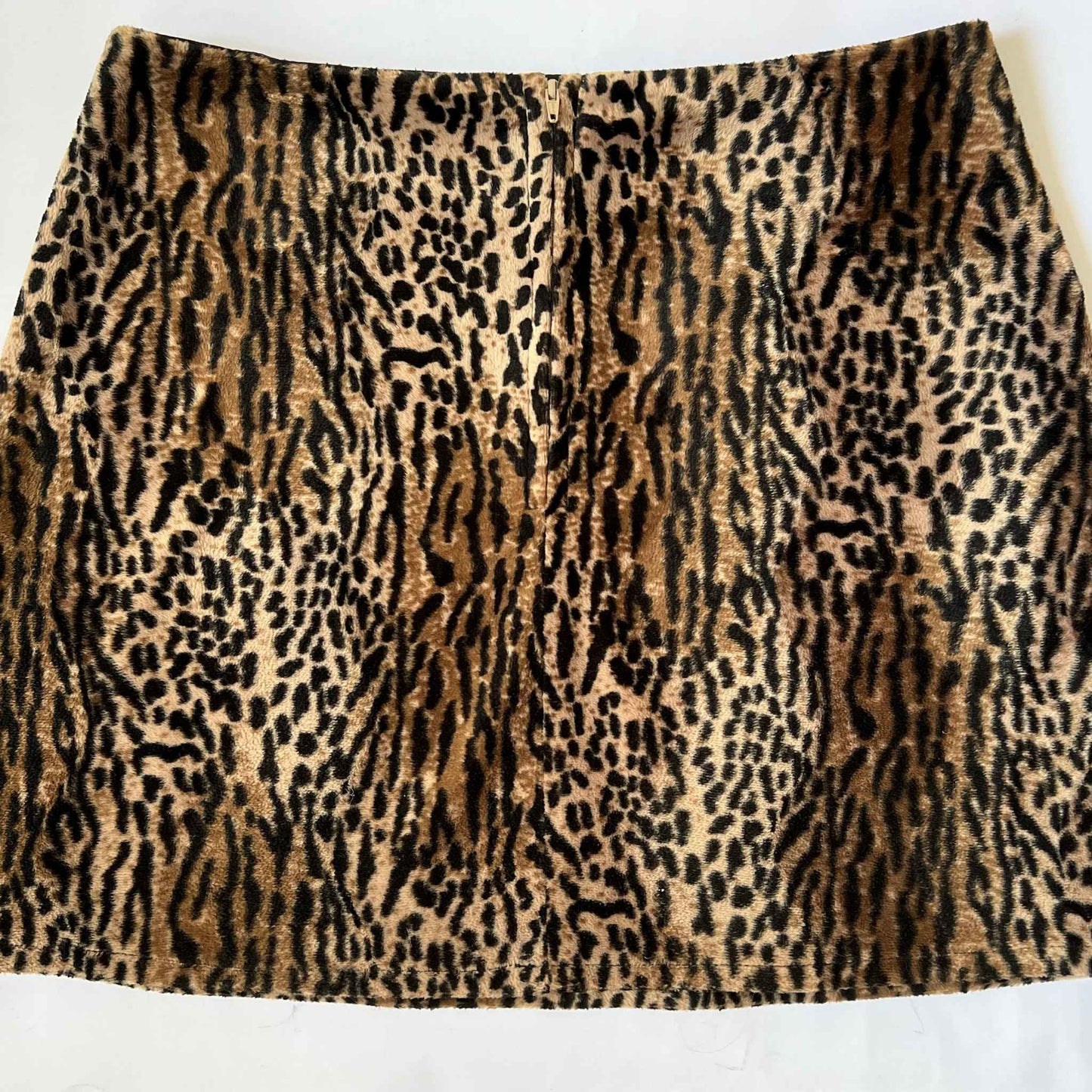 1990's Velvet Leopard Print Mini Fuzzy Skirt