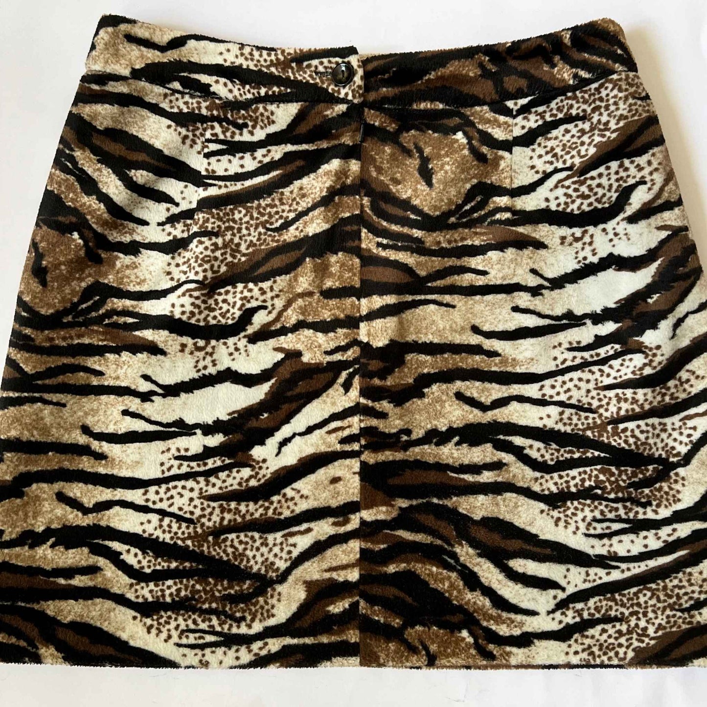 1990's Velvet Tiger Print Mini Fuzzy Skirt