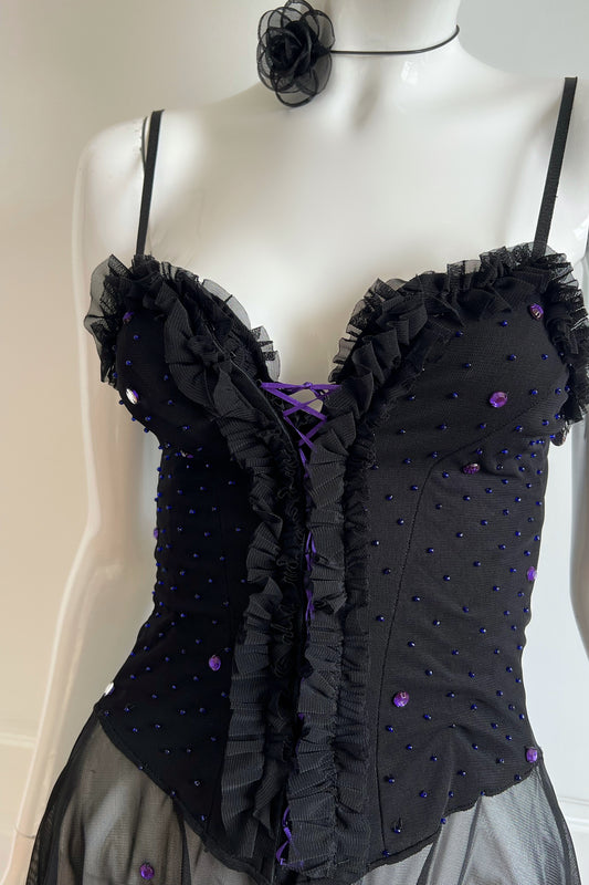 Vintage Black Witchy Corset Top