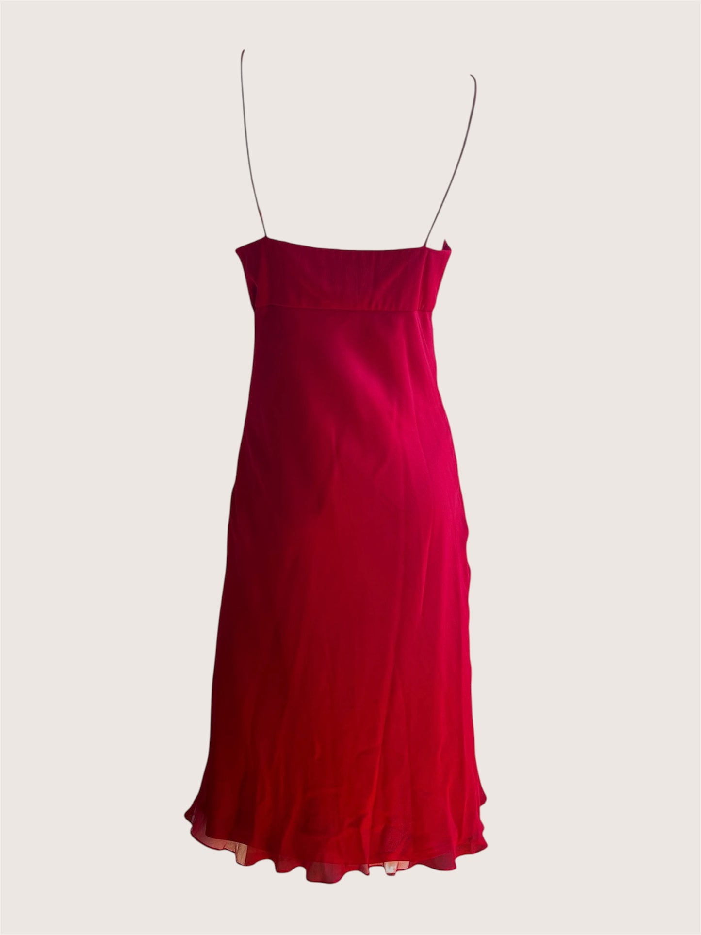 100% Silk Red Beaded Slip Dress