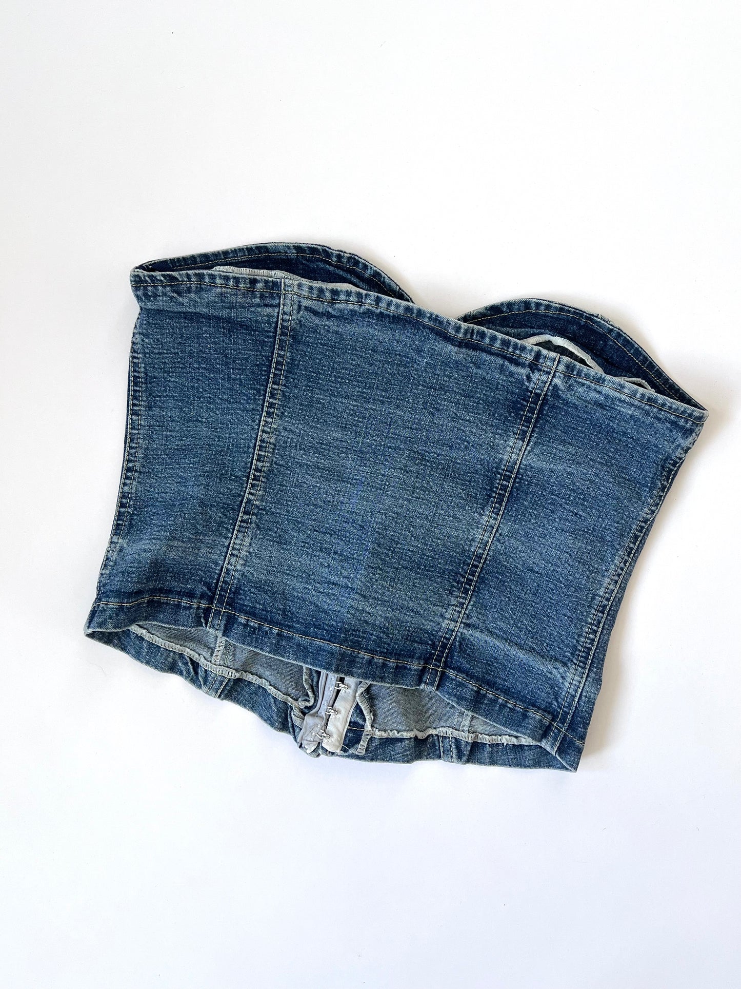 2000's Blue Denim Corset Top
