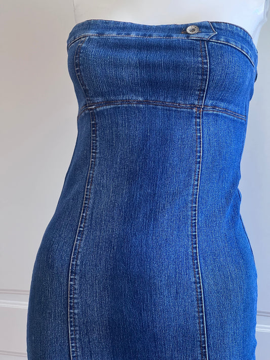 2000's Blue Denim Tube Dress