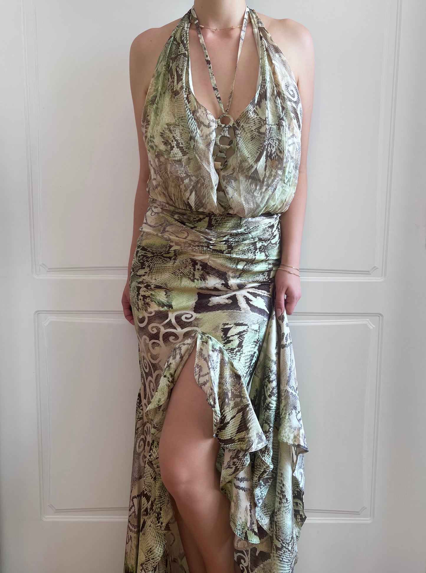 Luxurious Designer 100% Silk Top & Slip Skirt Ensemble