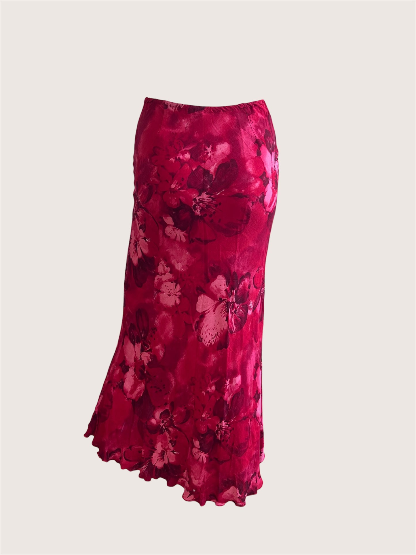2000's Coral Pink Floral Slip Skirt