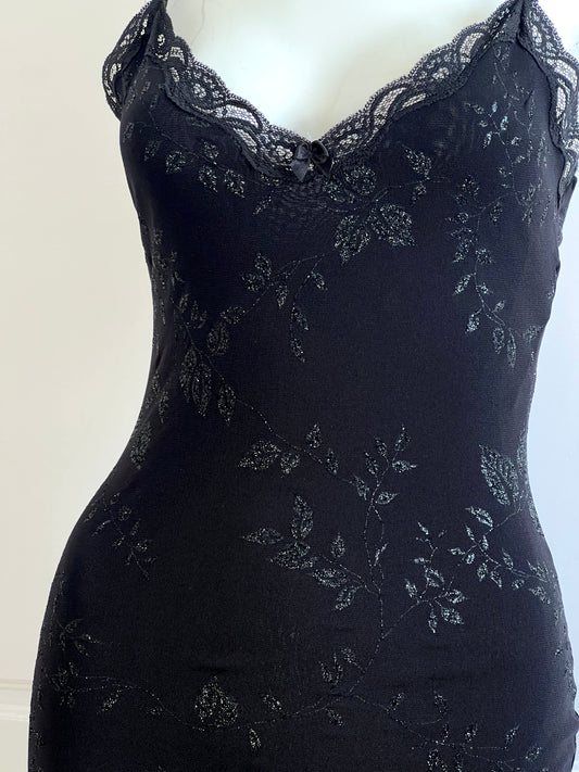 1990's Black French Slip Dress