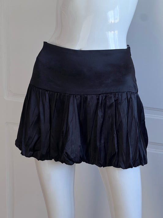 2000's Black Balloon Satin Mini Skirt