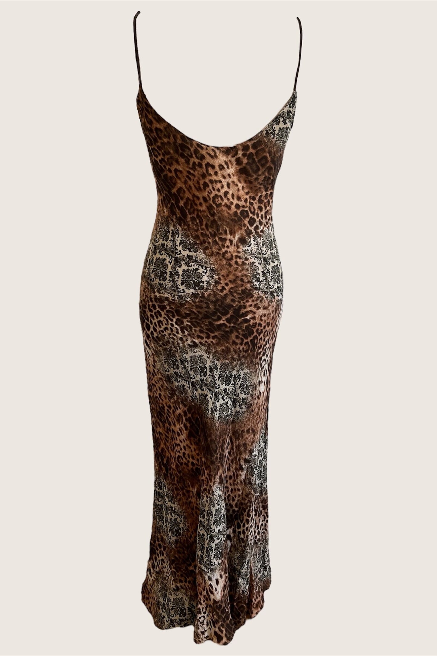 Vintage 2000's Leopard & Baroque Print Slip Dress