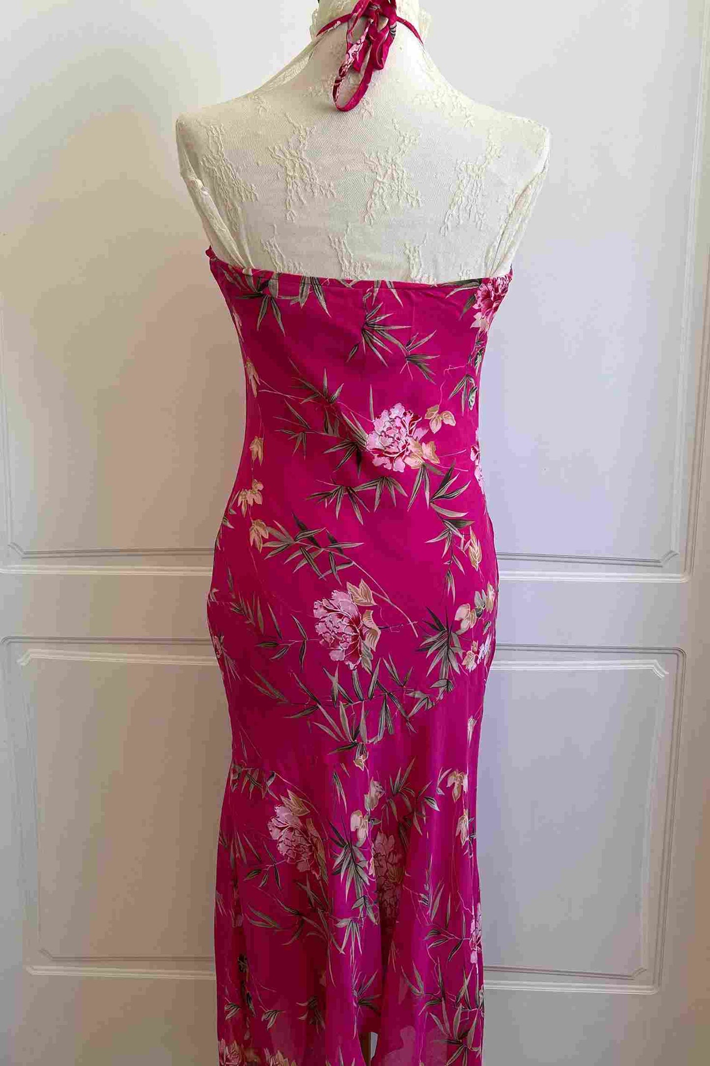 1990's Pink Floral Halter Dress