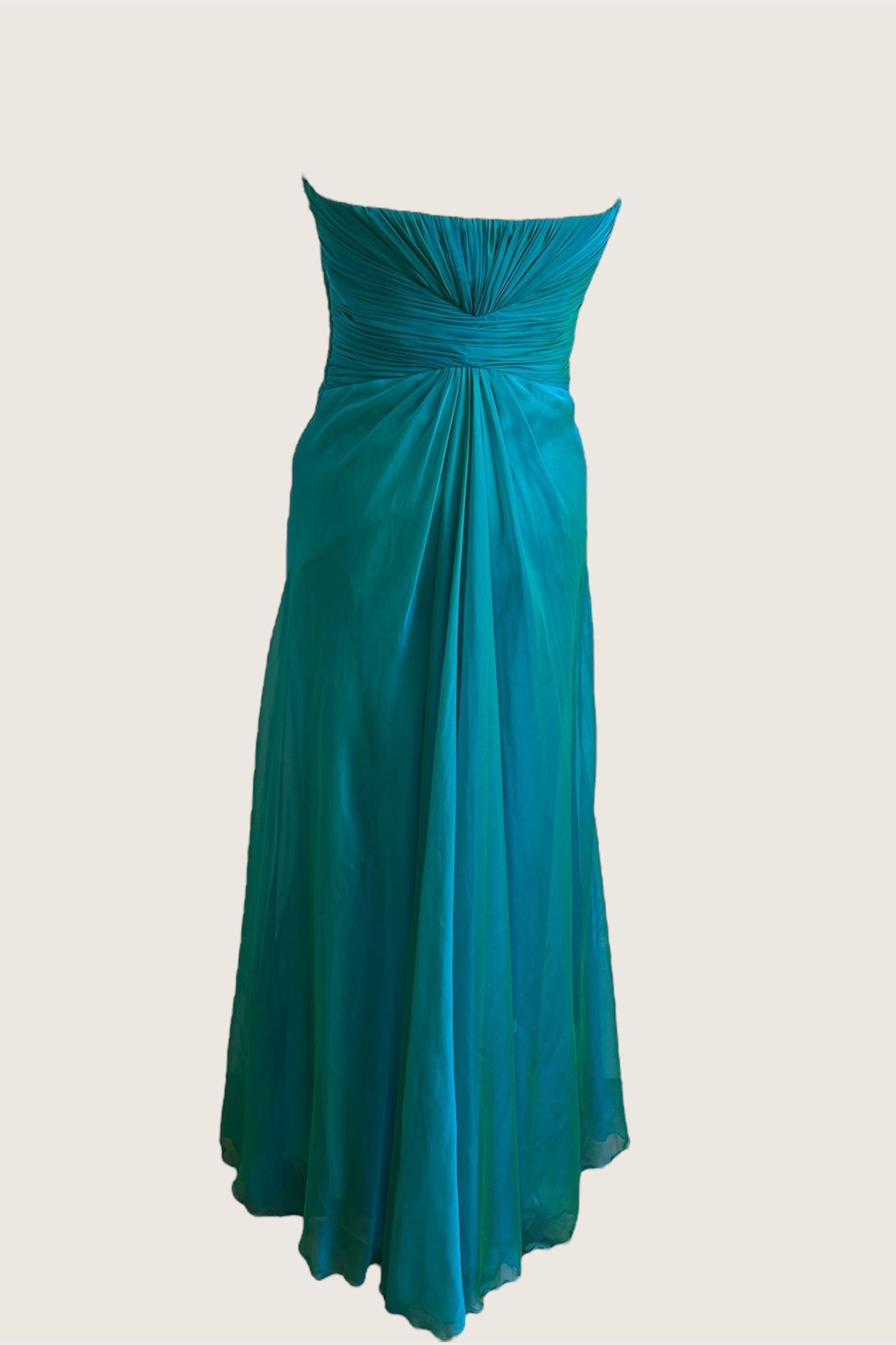 Vintage Teal Maxi Bustier Gown