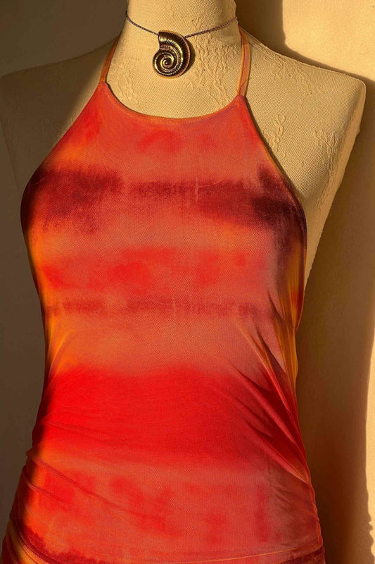 Vintage 2000's Sunset Halter Dress