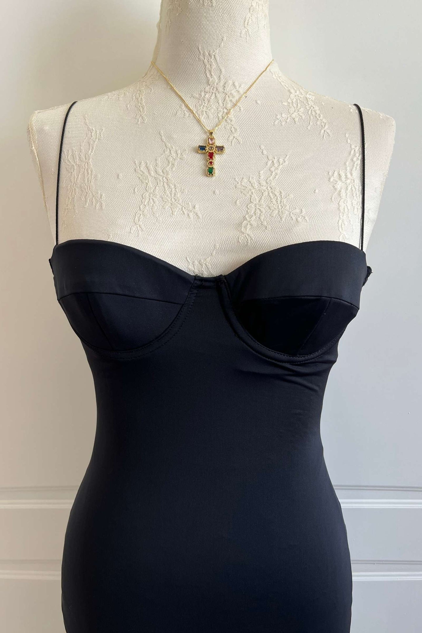 Vintage 1990's Classic Black Bustier Dress