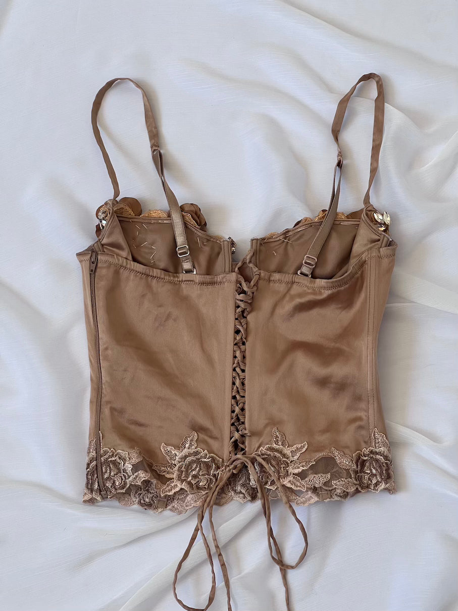 One-of-a-kind Italian Silk Bronze Corset