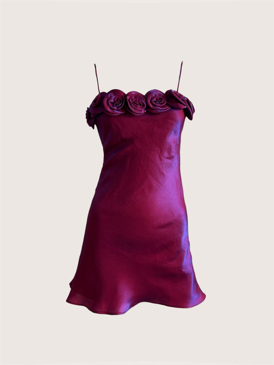 Vintage Violet Rosette Mini Dress & Scarf Ensemble