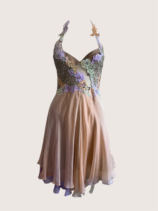 100% Silk Luxurious Designer Ombre Mini Dress
