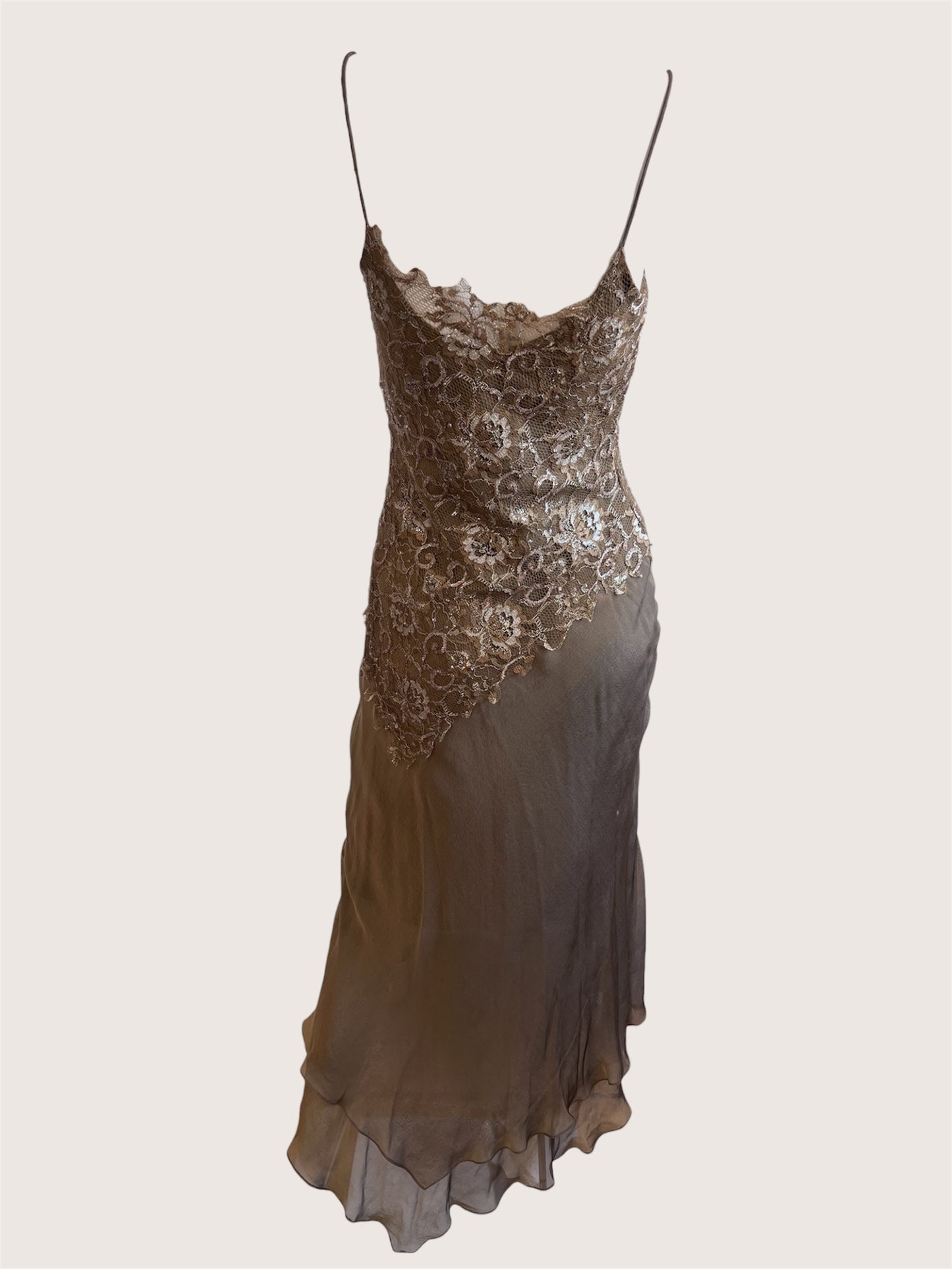 100% Silk Luxurious Olive Green Slip Dress