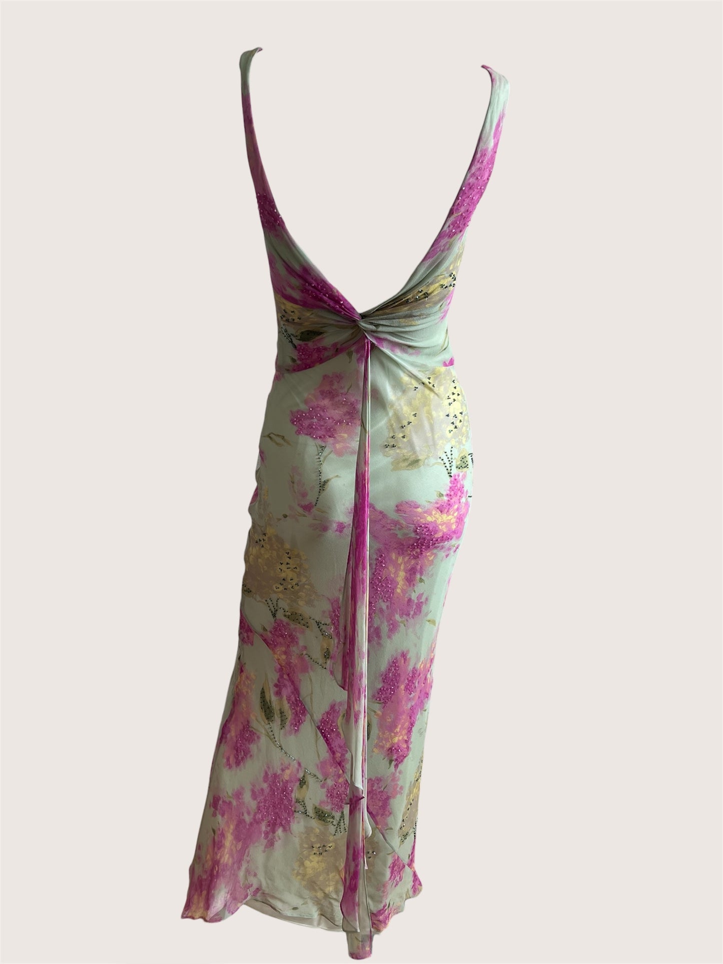 100% Silk Luxurious Green Beaded Gown