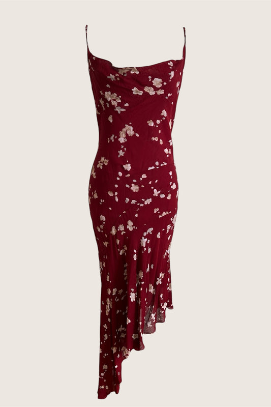Vintage 1990's Wine Red Floral Slip Dress
