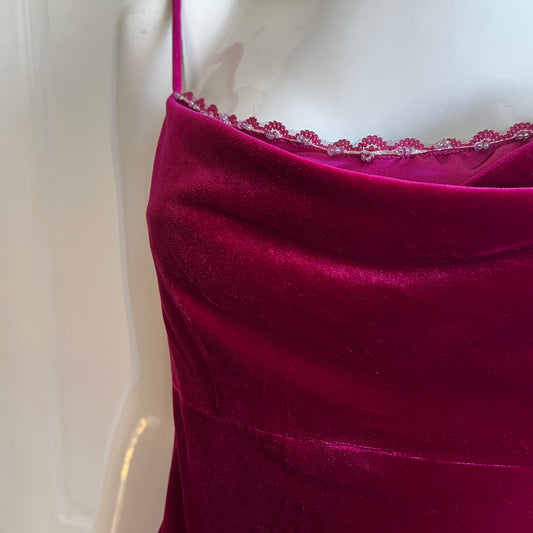 Dark Fuchsia Velour Slip Dress