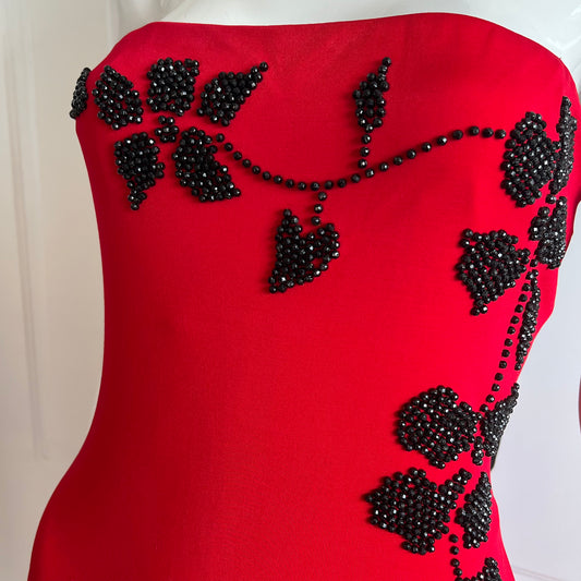 1990's Classic Red Beaded Dress
