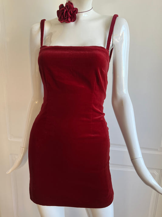 1990's Classic Red Velvet Mini Dress