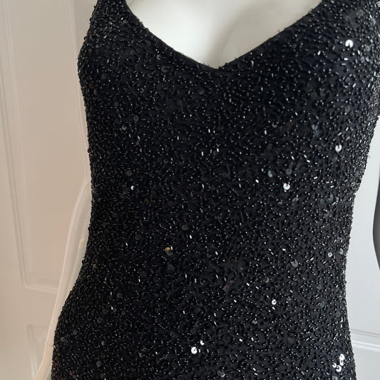 Vintage Black Beaded Tulle Gown