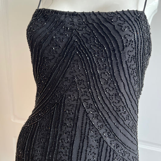 Vintage Black Beaded Tulle Gown