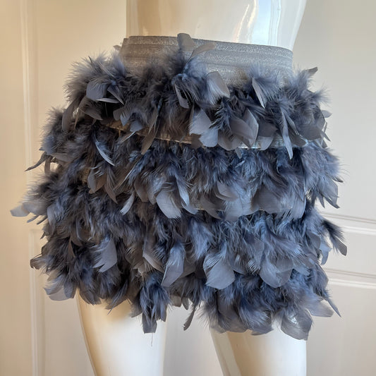 Grey Feather Mini Skirt