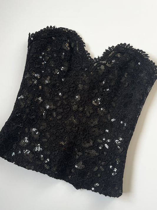 Vintage Black Sequin Corset Bodice