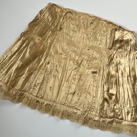 Vintage Gold Satin Mini Skirt