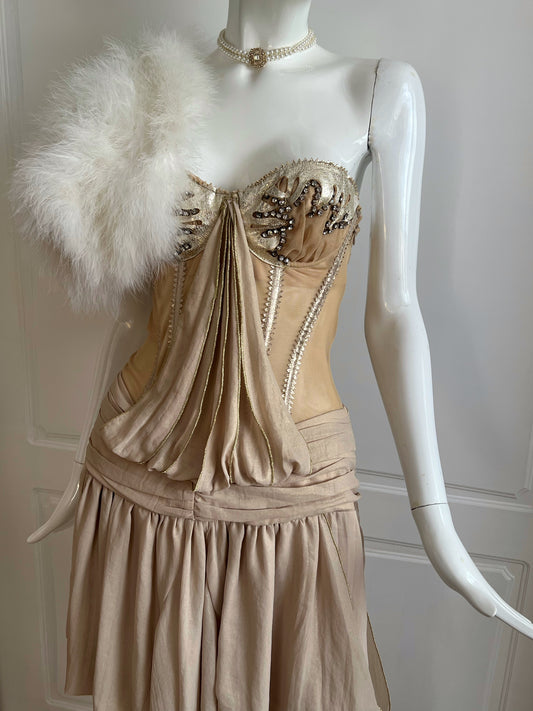 Luxurious Designer Vintage Corset Mini Dress