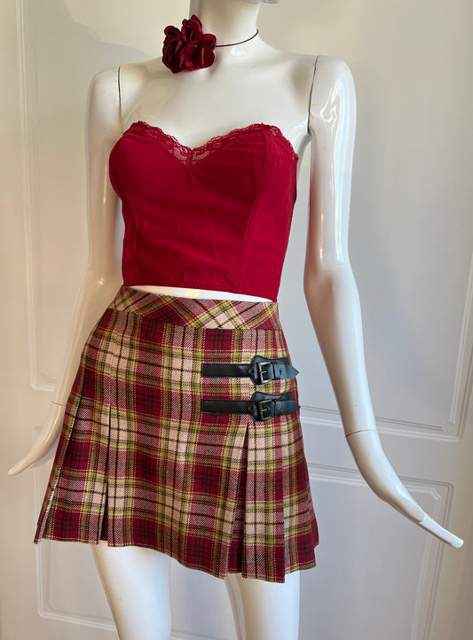 Vintage Red Velvet Cropped Corset Top