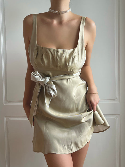 Vintage Vera Wang Gold Bow Mini Dress