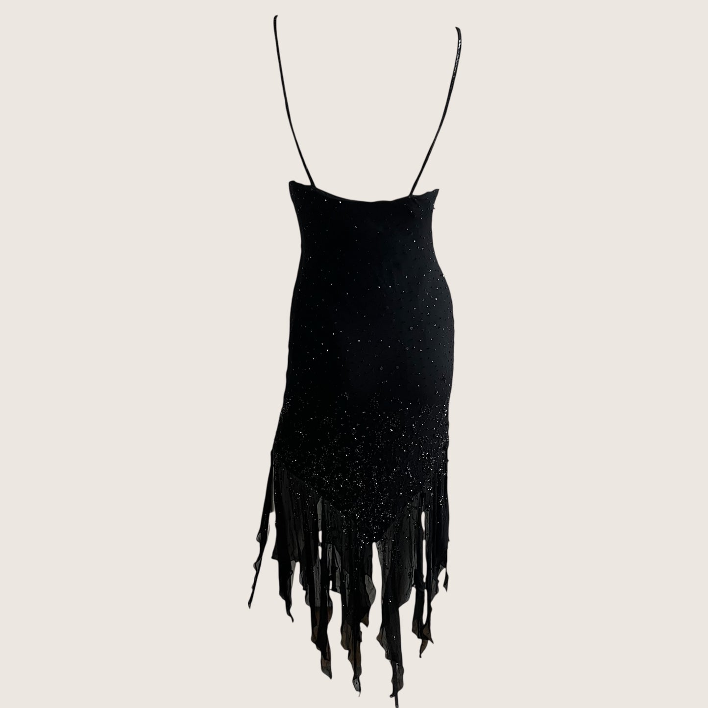 100% Silk Vintage Black Beaded Dress