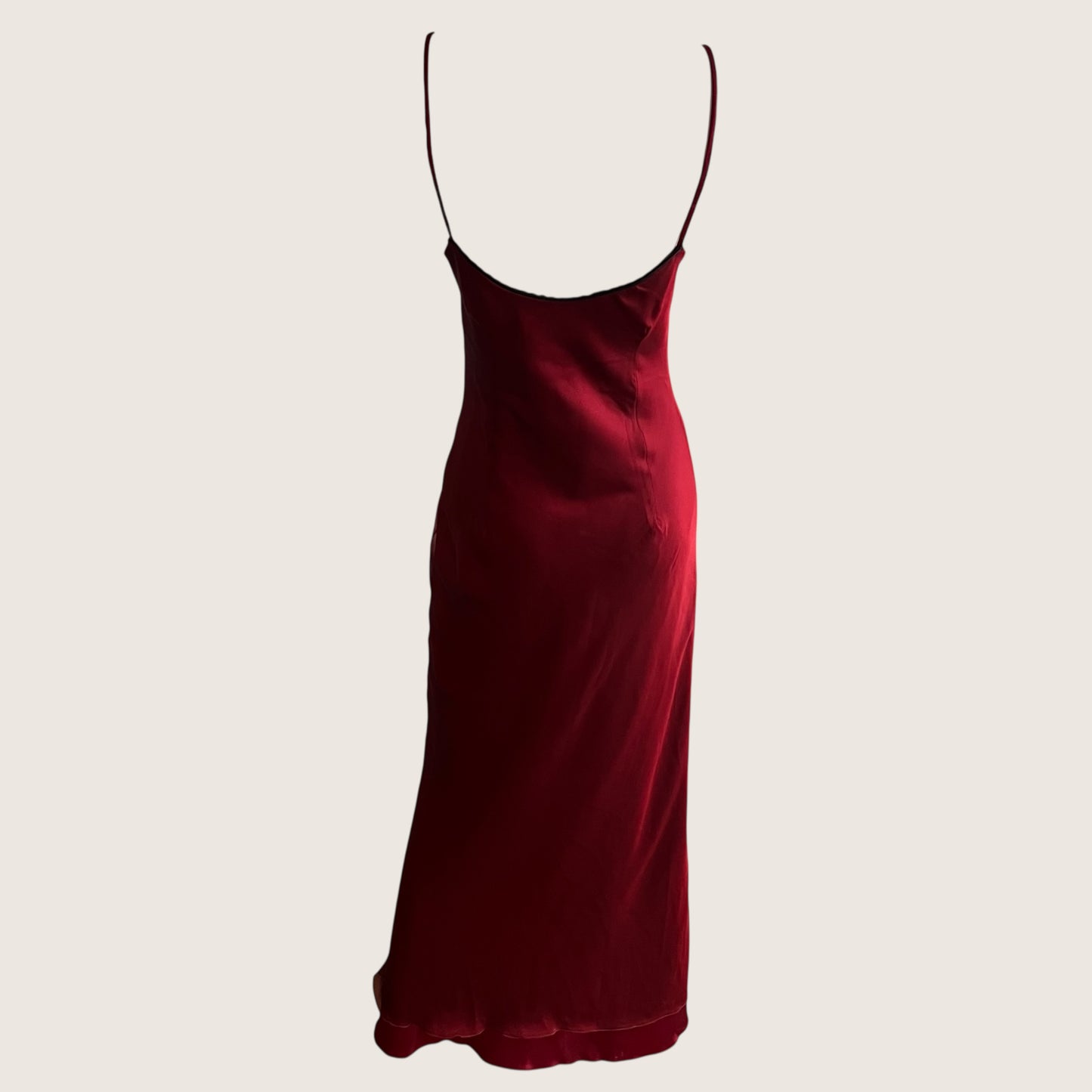 1990's Wine Red Overlay Slip Dress