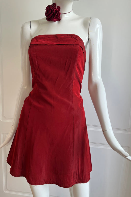 Vintage Wine Red Mini Dress