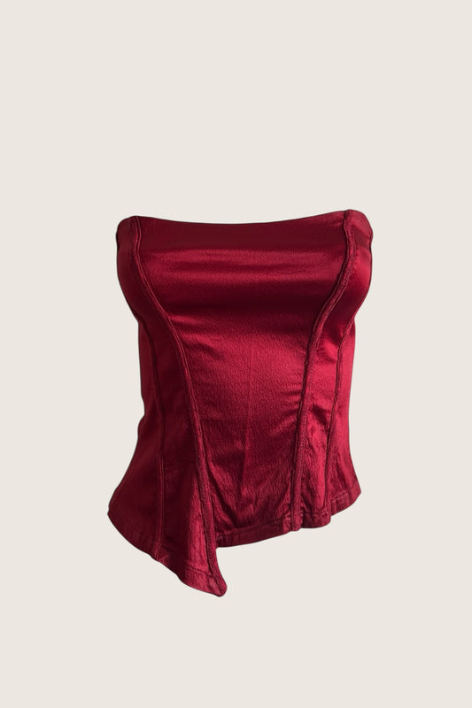 1990's Vintage Wine Red Corset Bodice